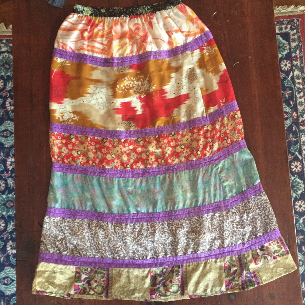 🌞🌛✨Hippie Chick Gypsy Maxi Silk Skirt Blue Sky